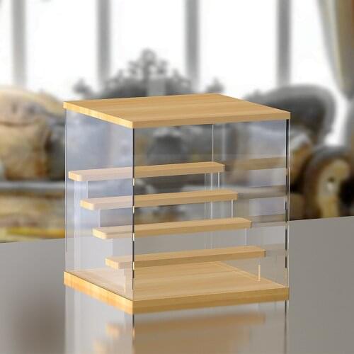 Acrylic Hand-made Box Doll Toy Organizer Doll Transparent Dust proof Door Type Ladder Shelf Store Display Tools