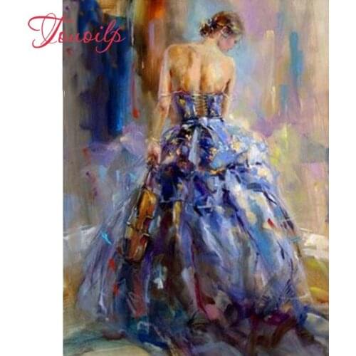 Needlwork Diamond Embroidery pattern 5D DIY Diamond Painting Cross Stitch girl violin Crystal Full Diamond puzzle Decor