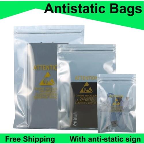 Antistatic Shielding Zip Lock Bag with Printed ESD Anti-Static Shielding Antistatic Packaging Ziplock Bag for Electronics