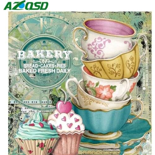 AZQSD Diamond Embroidery Text Diamond Painting Cup Rhinestones Pictures 5d Diy Handmade Gift Full Drill Cross Stitch Home Decor