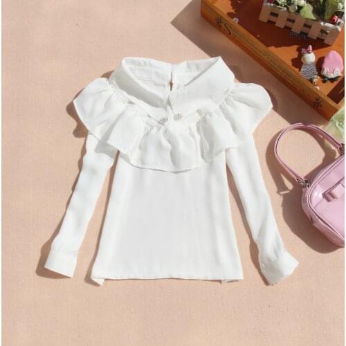 2019 Autumn Chiffon Child Shirts For Girls Blouse Children Clothing White Girls School Blouses Kids Baby Girl Clothes 2-16Y