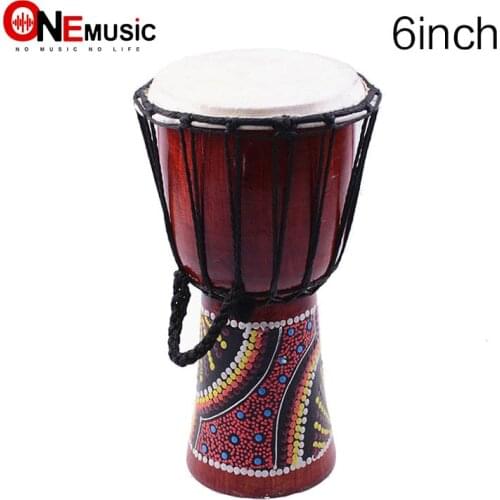 Djembe Drummer Percussion 6 inch Classic Painting Wooden African Style Hand Drum For Sale membranophone with pattern