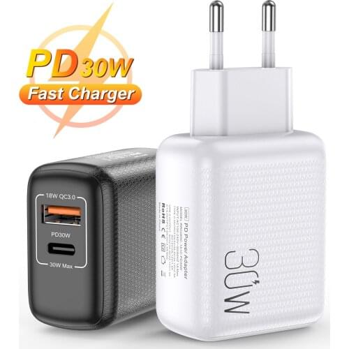 GTWIN Quick Charge 30W 3.0 USB Type C PD Charger For iPhone 12 Pro Max Xiaomi USB C Fast Charging Travel Wall Phone Charger