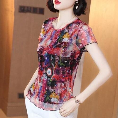 Cotton T Shirt Women Summer 2021 Short Sleeve Plus Size Lace Floral Casual Tees Basic Ladies Tshirts Streetwear Harajuku Mesh