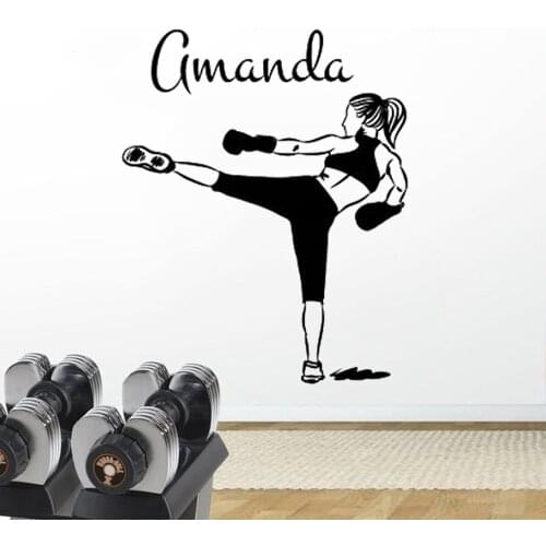 Custom Name Martial Karate Wall Decals Girl Room Personalize Boxing Judo Sport Sticker Vinyl Bedroom Playroom Decoration DW20208