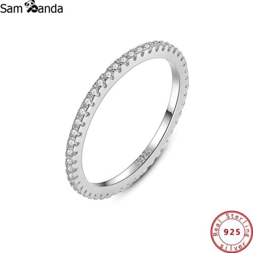 Original 100% 925 Sterling Silver Ring Pave Clear CZ Stackable Rings Christmas Gift Women Wedding Fine Jewelry Luxury Brand