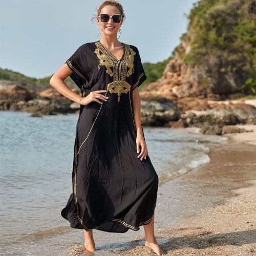 Women Kaftan Loungewear Caftan Beach Long Dress Bikini Swimsuit Cover up Swimwear