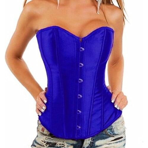 2016 Hot sale Lovely New Women Satin Sexy Bustier Lace up Boned Top Corset Lingerie Overbust Brocade Size S-6XL