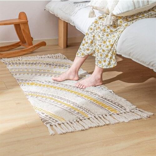 Morocco Striped Tufted Soft Shag Rug Hand Woven Area Rugs with Anti Skid Pad Throw Rug Machine Washable Bath Mat,Doormat Carpet