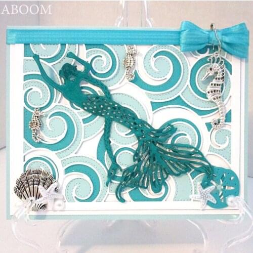 ABOOM Lovely Mermaid Metal Cutting Dies For Scrapbooking Stencils DIY Album Cards Decoration Embossing Folder Die Cuts Tools