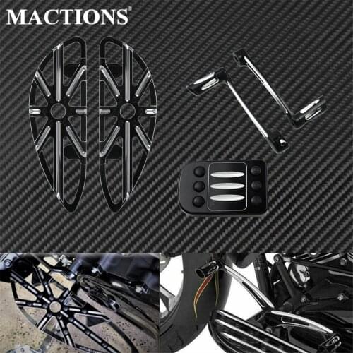 Motorcycle Heel Toe Shift Lever Shifter Pegs+ Driver Front Floorboard+Brake Pedal Pad For Harley Touring Softail Road Glide FL