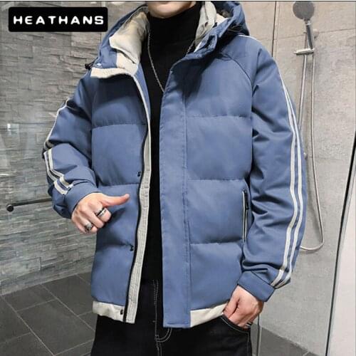 New Autumn Winter Mens Cotton-padded Clothes Casual Warm Thick Windproof Male Parkas Jackets Zipper Pacthwork Men Hooded Parkas