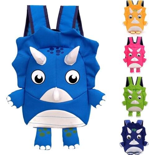 New fashion kindergarten childrens school backpack cartoon dinosaur school bag kids anti lost girl backpack boy cute bag
