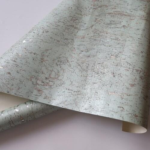 MY WIND 0.91*5.5M/Roll Silver bottom Green Color Cork Metallic Wallpaper