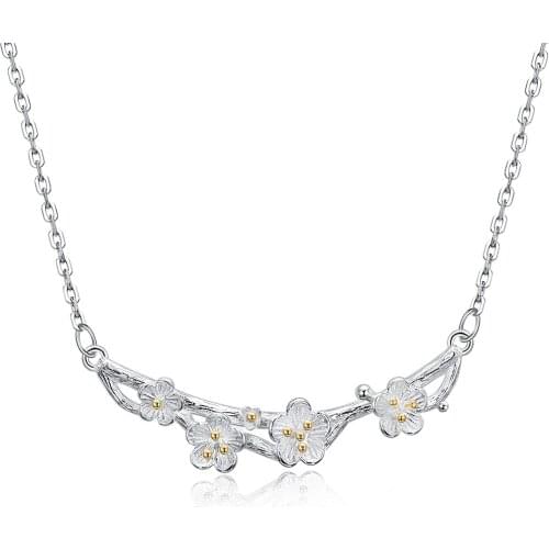 SILVERHOO 925 Sterling Silver For Women Chokers Necklaces Trendy Simple Fine Jewelry Cute Flower Pendant Necklaces Anniversary