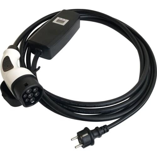 Khons 6A to 16A adjustable mode 2 EV charger portable evse with LCD display sae j1772 to iec 62196-2 ev plug