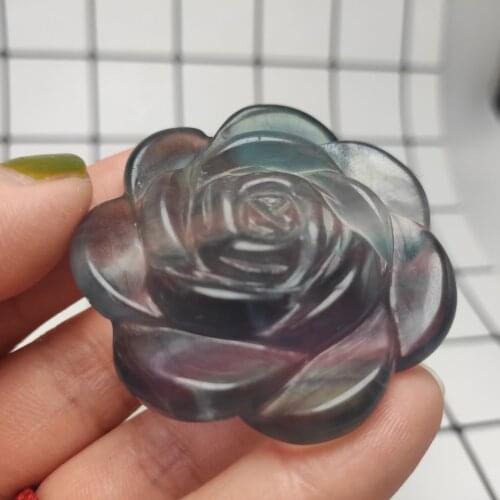 1pcs Natural Green Fluorite Rose Shaped Hand Carved Crystal Flower Stones Healing Decor Natural Quartz Crystals random