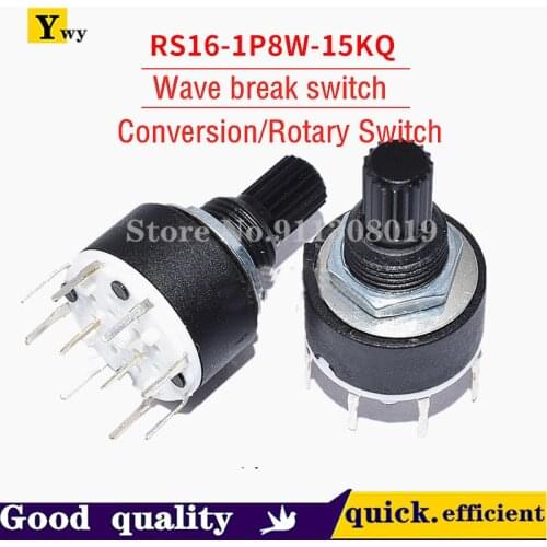 SR16 Plastic 16MM Rotary Band switch 2 Pole 3 4 position 1 Pole 5 6 8 Position Handle Length 15MM Axis band switch