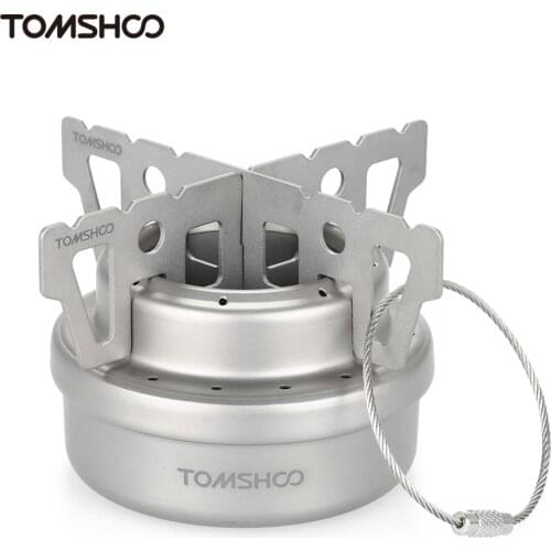 TOMSHOO Outdoor Titanium Alcohol Stove & Rack Combo Set Mini Portable Alcohol Camping Stove with Cross Stand Stove Rack Stand