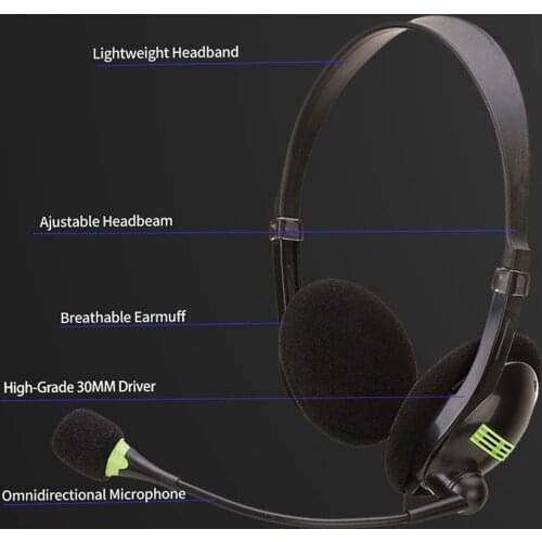 USB Headset Wired Game Headset Earphones with Microphone Switch Volume Control Ear Headphone for Desktop PC Laptop