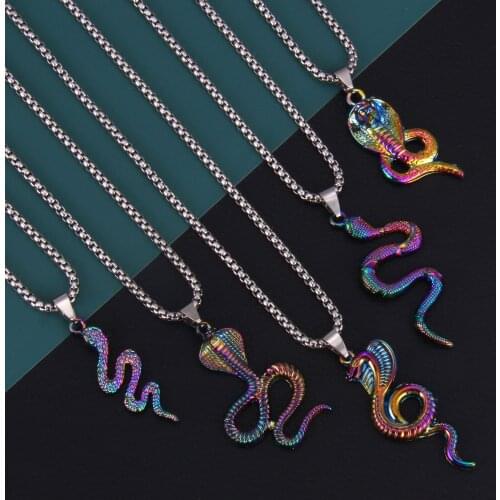 WANGAIYAO new popular cool colorful poisonous glasses python-shaped necklace niche design a fashionable dark pendant trendy jewe