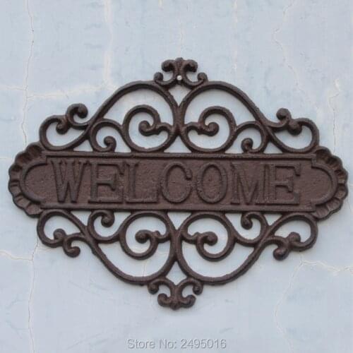 Cast Iron French Country Cottage WELCOME Sign Plaques Wall Sticker Outdoor 3D Beer Bar Vintage Home Decor