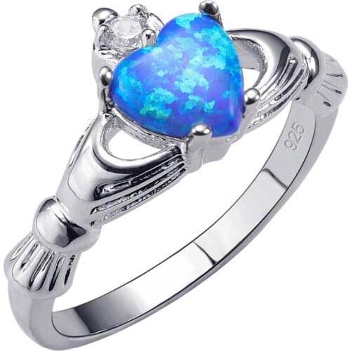 Hot Sale Exquisite Blue Fire Opal 925 Sterling Silver High Quantity Ring Beautiful Jewelry Size 5 6 7 8 9 10 11 12 F1536