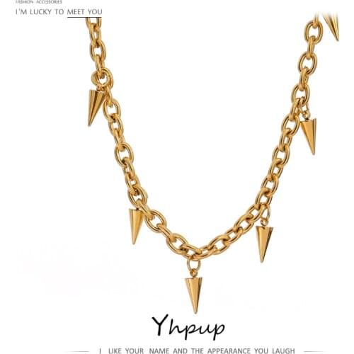 Yhpup Stainless Steel 18 K Chain Necklace Fashion Jewelry High Quality Gold Collar Necklace for Women украшения 2021 бижутерия