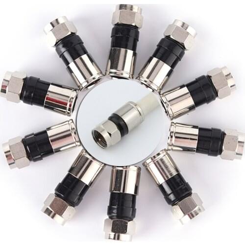 10pcs F-Type RG6 Compression Connectors 2.7cm Snap Seal Plug Connectors 75-5 F Connector Screw On Type For RG6 TV Antenna