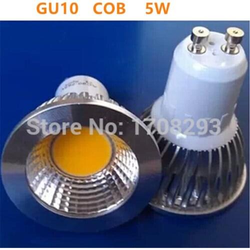 10pcs New 60MM COB spotlight gu10 LED spotlight 5W COB Ultra bright Lamp Bulb 85~265V indoor light CE ROHS 500LM