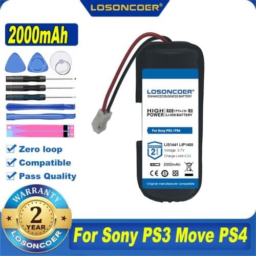 100% Original LOSONCOER 2000mAh LIS1441 LIP1450 Battery For Sony PS3 PS4 PlayStation Move Motion Controller Game machine