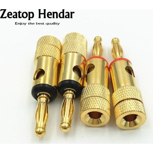 20Pcs Brass 4mm Banana Plug Spiral Type 24K Gold Screw Stereo Speaker Audio Terminal Adapter Electronic Connector