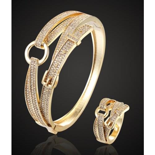 2018 New Year Women Couple Jewelry Fashion Womens Cubic zircon Bangle&bangle Belt Cuff Bracelet Bridal Accessory