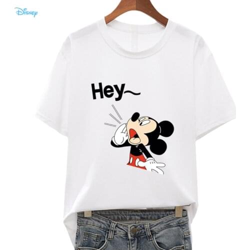 2021 Summer New Print Anime Mickey Mouse Kawaii T Shirt Lady Causal O-neck Basic T-shirt Felmae Streetwear Classical Tops Disney