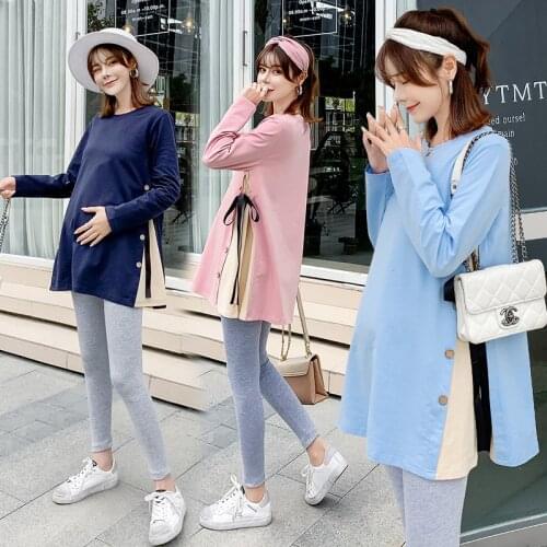 2021 New Fashion Maternity Clothes Sets 2pcs Tops + Pants Long Sleeve T Shirt and Long Pant for Pregnant Women Pregnancy Sets