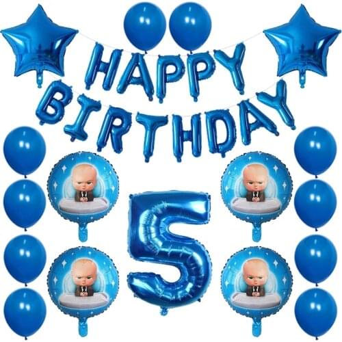 30pcs Boss Baby Balloon 30 inch Number Foil Helium Balloons Baby Shower 1 2 3 4 5 6st Birthday Theme Party Decoration Air Globos