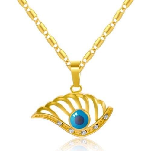 Bamboo Chain Gold Evil Eye Pendant Necklace Women Men Punk Jewelry Vintage Joyas Mujer Halloween Gift