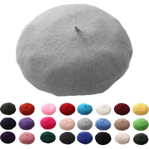 Fashion Beret Hat Women French Solid Color Winter Winter Spring Autumn Black Blue Pink Red Brown White Ladies Cashmere Flat Cap