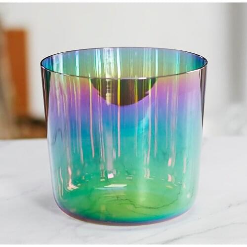 Chakras tones set alchemy titanium color crystal singing bowls and CDEFGAB musical note and 7kinds different chakras design