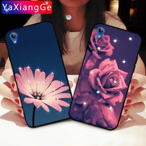 Flower Rose Diamond Cases For Vivo V7 Plus Y79 Y81 Y83 Soft TPU Rhinestone back Cover For Vivo V9 Y85 Y91 Y91i Y91C Y93 Y95 Y97