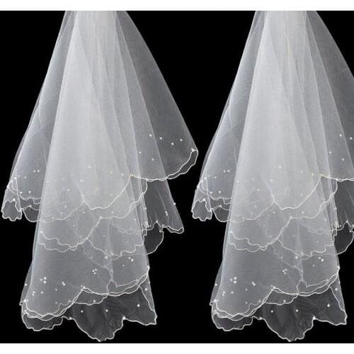 Simple and Elegent Wedding Bridal Veil Tulle One Ivory Layers Bride Accessories Short Women Veils