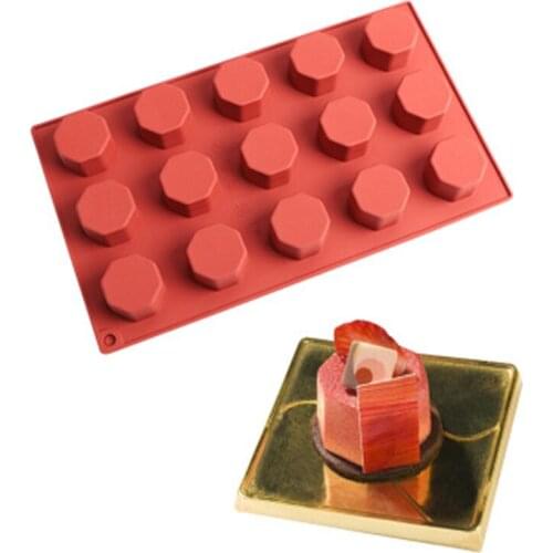 15 Cavities 3D Octagon Mousse Cake Baking Silicone Mold DIY Rhombus Chocolate Pudding Pan Soap Mold Nonstick Muffin Soap Mold