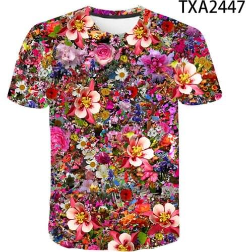 New Summer Cotton Short Sleeve Fashion Boy Girl Kids 3D Printed T shirt Flower Men Women Children Casual Streetwear Cool Tops