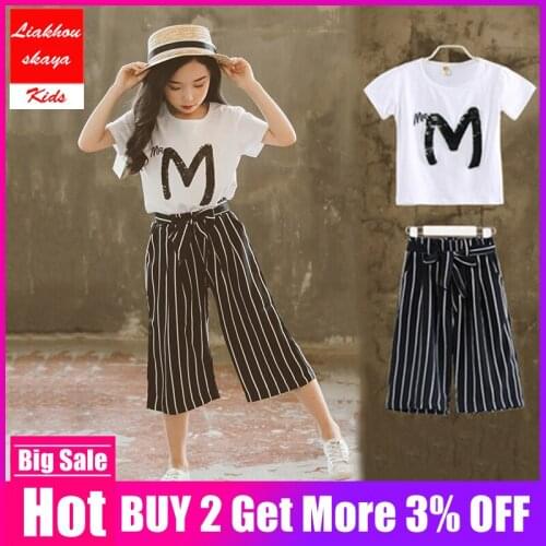 Liakhouskaya 2019 Fashion Summer Style Children Clothing Set For Kids Fashion Sequin Short Sleeve Top+pants Baby Girls Clothes