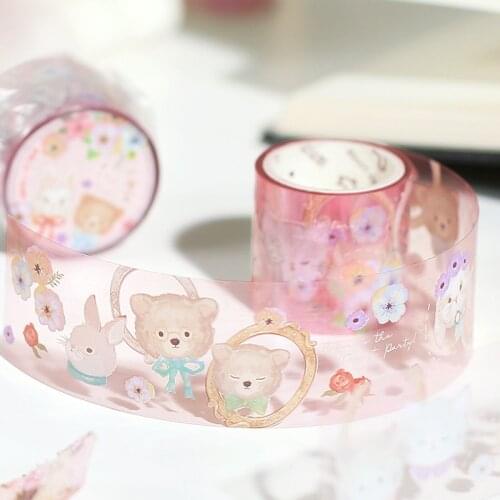 Lovely Refreshing Flowers and birds Transparent Washi Tape Adhesive Tape Diy Scrapbooking Sticker Label Masking Tape