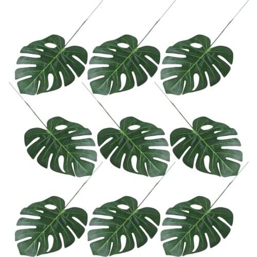 LETAOSK 12pcs Artificial Tropical Monstera Palm Leaves Hawaiian Simulation Home Beach Party Decoration