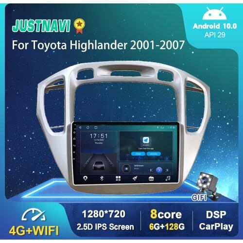 Android 10.0 GPS Car Radio For Toyota Highlander 2001-2007 Multimedia Video Player DSP Carplay 6G 128G IPS Stereo No 2 din DVD