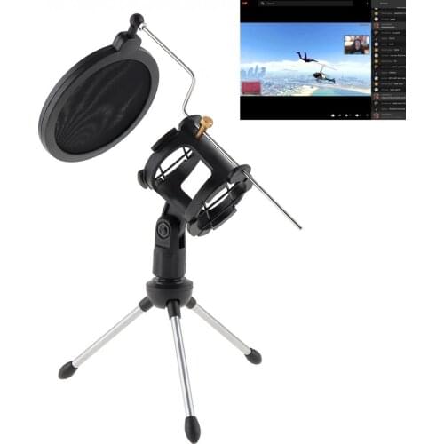 Metal Microphone Stand Tripod with Microphone Wind Rack for Meeting / Singing / Speech
