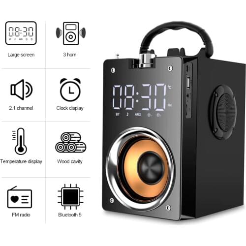 Bluetooth 5.0 Speaker with Antenna Multifunction Portable Speaker 3D Surround Stereo Louderspeaker Support USB FM TF Phone Stand