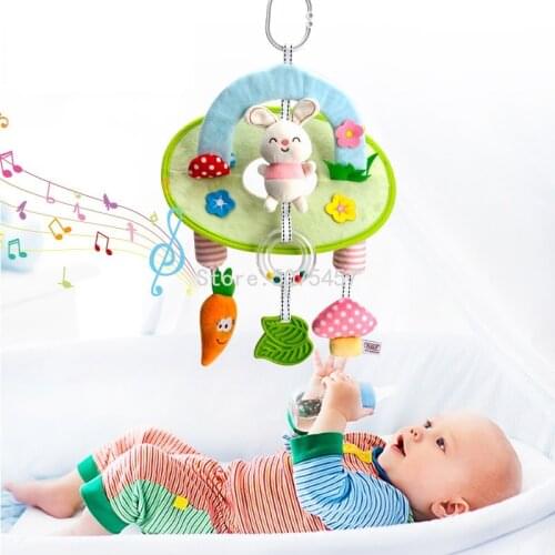 Baby Crib Mobile Rattle Newborn Musical Educational Toy For 0-12 Months Boy Girl Rotating Carousel Cots Elephant Rabbit Bed Bell